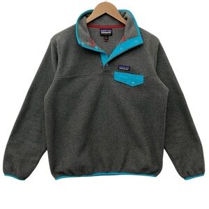 Patagonia Synchilla Snap-T Gray Pullover Fleece with Teal Accents. Size M.
